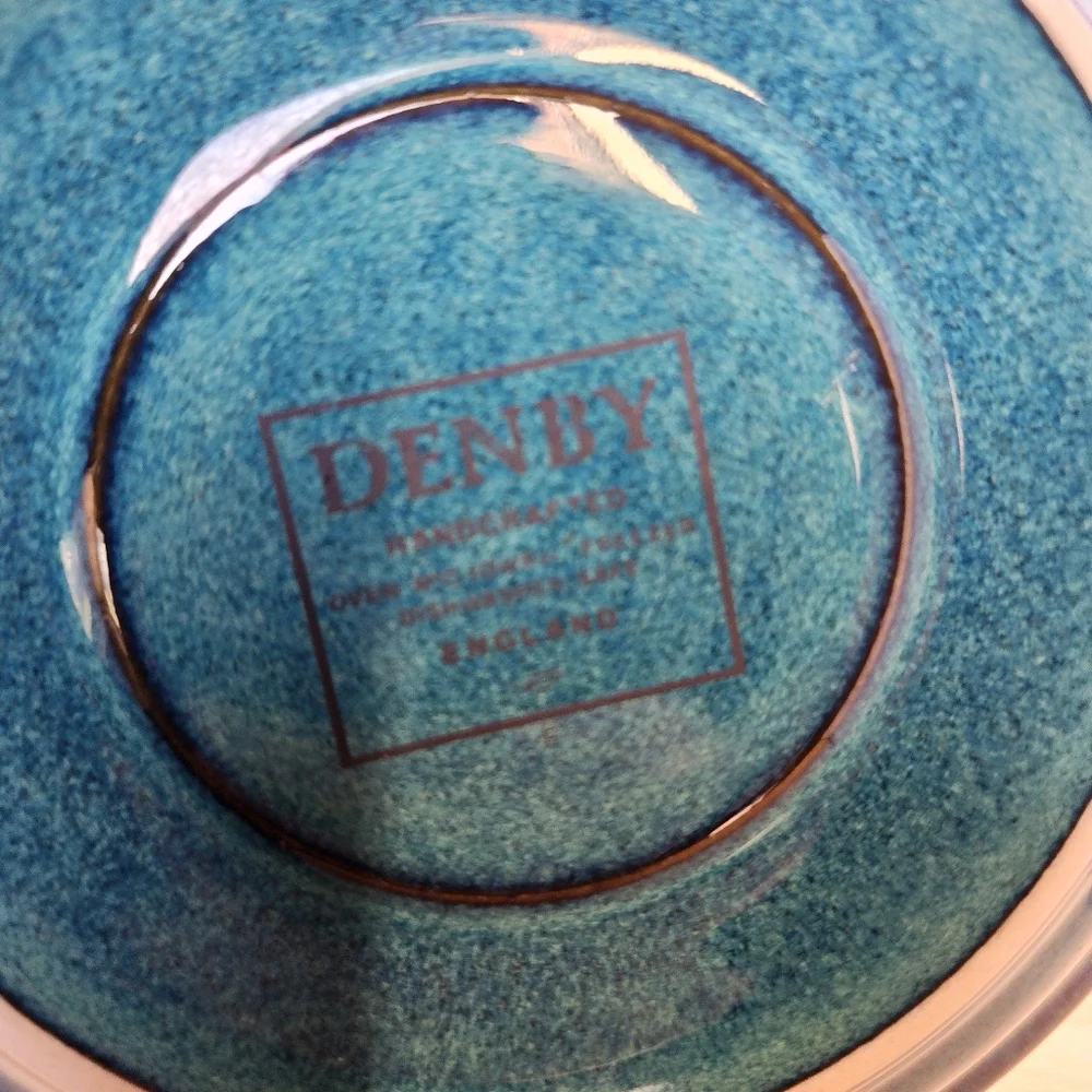 Vintage Denby England Greenwich Teal Stoneware Cup & Saucer Set